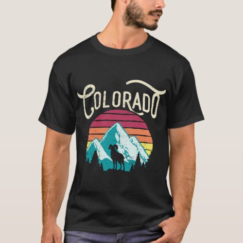 Retro Colorado CO Mountains Wildlife Bighorn Sheep T_Shirt