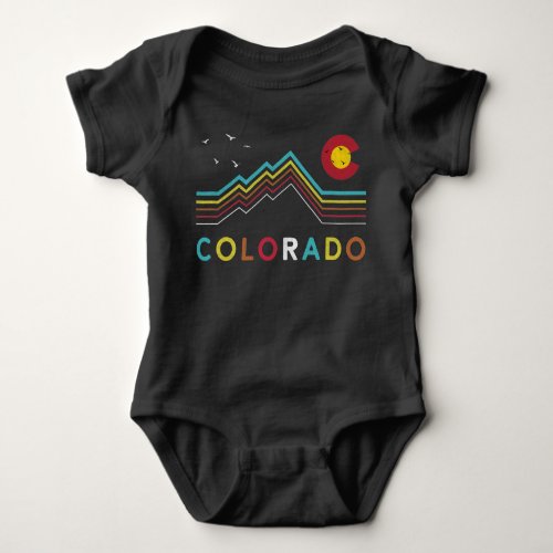 Retro Colorado Flag Rocky Mountain Souvenir Baby Bodysuit