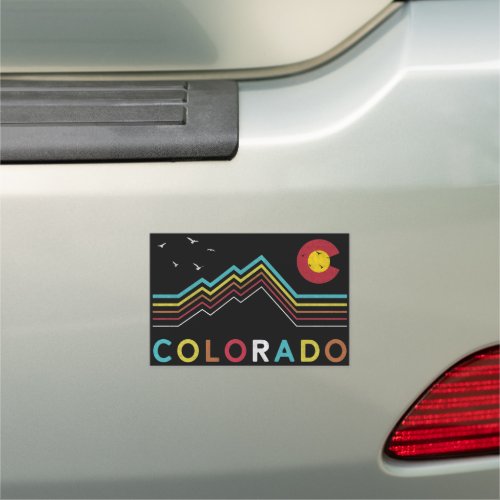 Retro Colorado Flag Rocky Mountain Souvenir Car Magnet