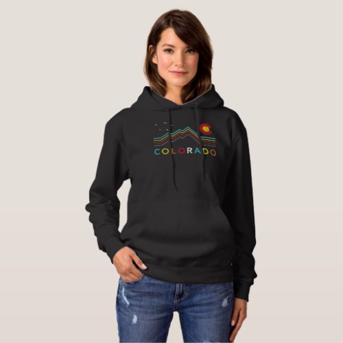 Retro Colorado Flag Rocky Mountain Souvenir Hoodie