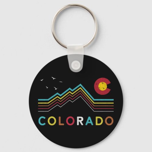 Retro Colorado Flag Rocky Mountain Souvenir Keychain