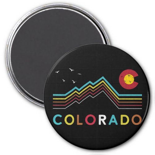 Retro Colorado Flag Rocky Mountain Souvenir Magnet