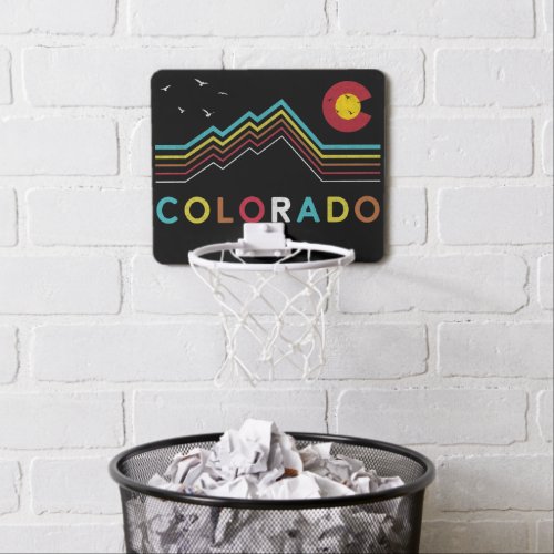 Retro Colorado Flag Rocky Mountain Souvenir Mini Basketball Hoop