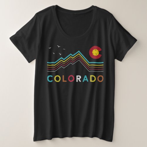 Retro Colorado Flag Rocky Mountain Souvenir Plus Size T_Shirt