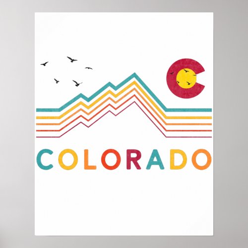 Retro Colorado Flag Rocky Mountain Souvenir Poster