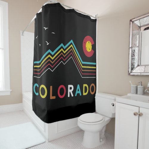 Retro Colorado Flag Rocky Mountain Souvenir Shower Curtain