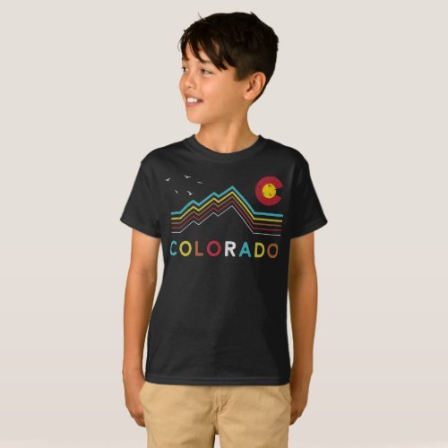 Retro Colorado Flag Rocky Mountain Souvenir T_Shirt