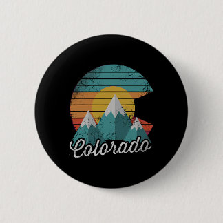 Retro Colorado Mountains Home Love Family Vacation Button