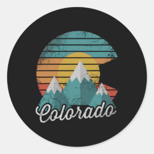Retro Colorado Mountains Home Love Family Vacation Classic Round Sticker