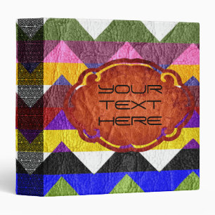 Retro Colored Chevron Leather #2 3 Ring Binder