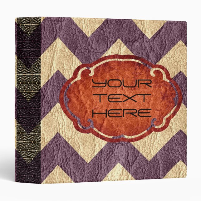 Retro Colored Chevron Leather #4 Binder (Front/Spine)