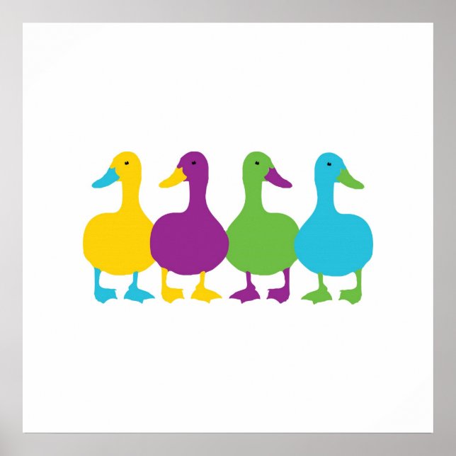 Retro Colored Ducks Poster (Front)