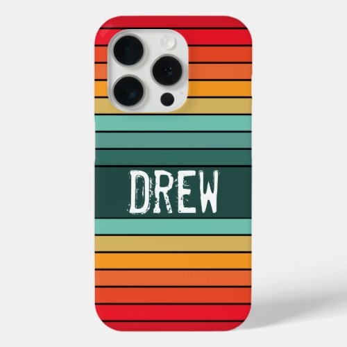 Retro Colored Horizontal Line Stripes Pattern Name iPhone 15 Pro Case