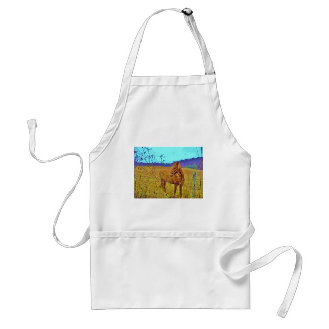 Retro Colored Horse Adult Apron (Front)