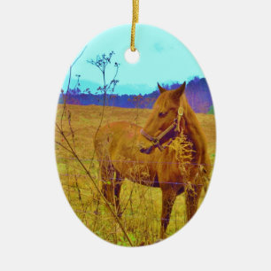 Retro Colored Horse Ceramic Ornament