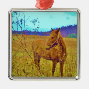 Retro Colored Horse Metal Ornament