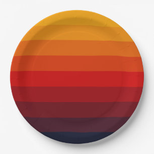 Retro colored rainbow paper plates