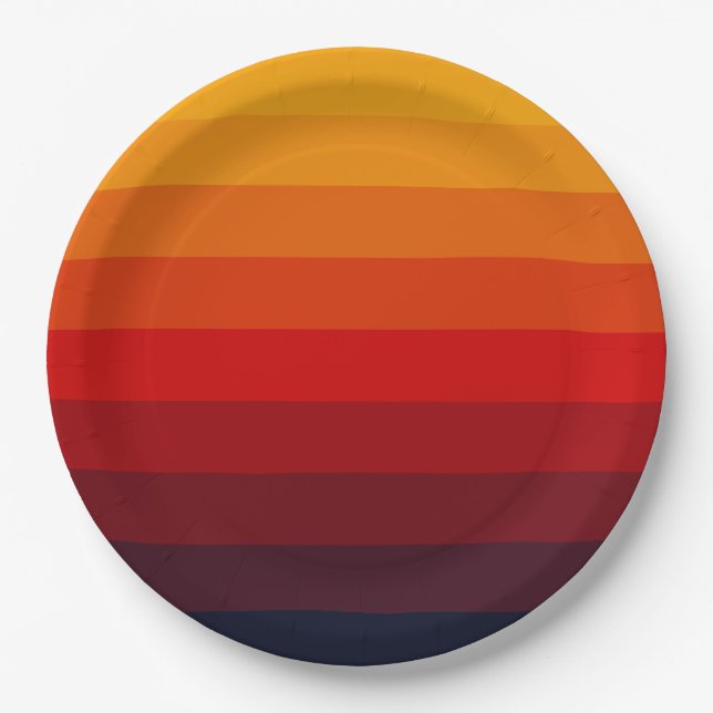 Retro colored rainbow paper plates (Front)