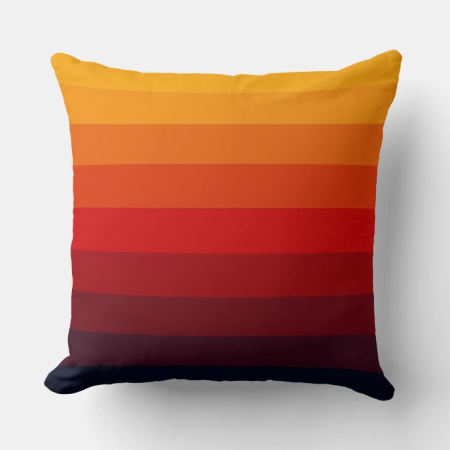 Retro colored rainbow throw pillow (Front)