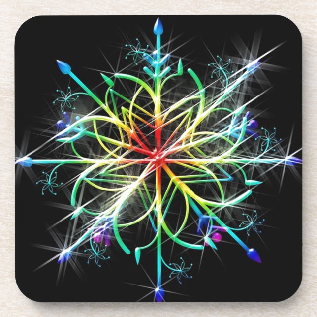 Retro Colored Star Beverage Coaster (Front)
