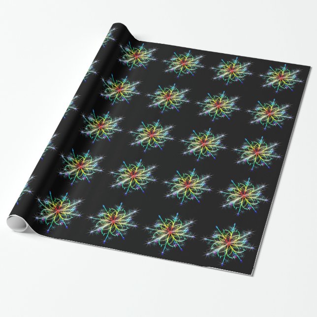 Retro Colored Star Wrapping Paper (Unrolled)