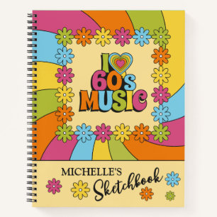 Retro Colorful 60s Music Inspired Design Notebook