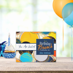 Retro Colorful 80s Birthday Brunch Announcement Postcard