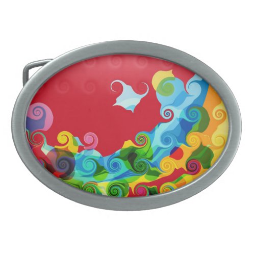 Retro Colorful Abstract Art Belt Buckle