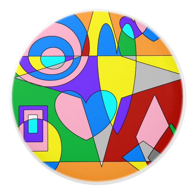 Retro Colorful Abstract Ceramic Knob (Front)