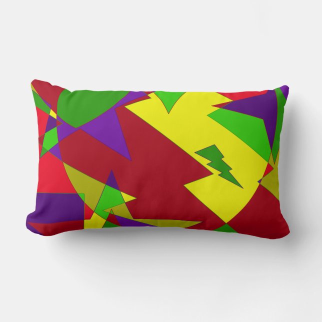Retro Colorful Abstract Lumbar Pillow (Front)