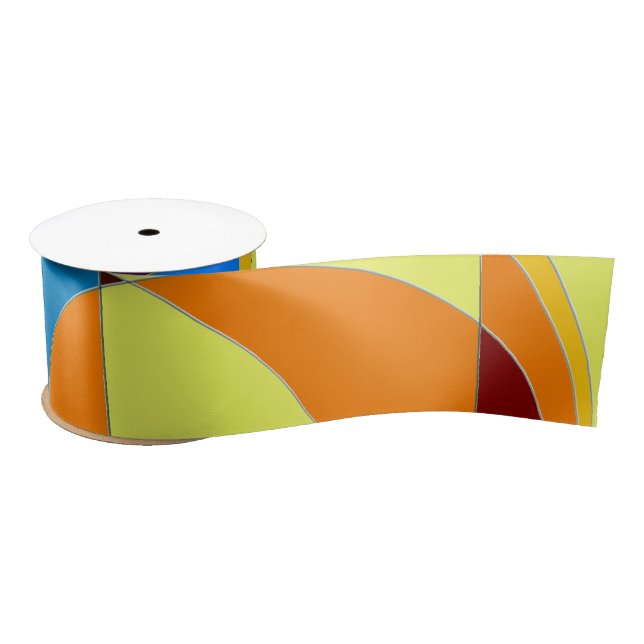Retro Colorful Abstract Satin Ribbon (Spool)