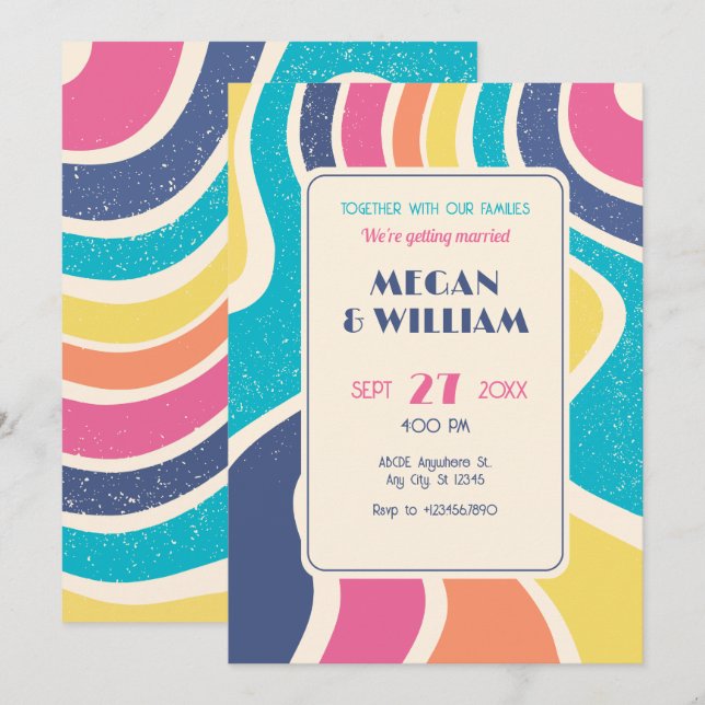 Retro Colorful abstract seamless pattern wedding Invitation (Front/Back)