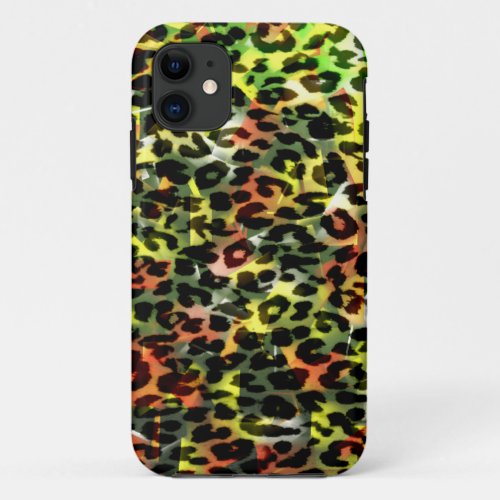 Retro colorful animal print texture of leopard iPhone 11 case