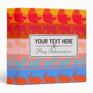 Retro Colorful Animals Modern Stripes Pattern #2 3 Ring Binder