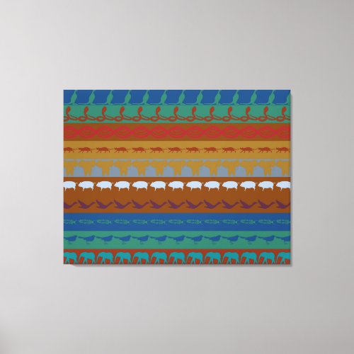 Retro Colorful Animals Modern Stripes Pattern 5 Canvas Print