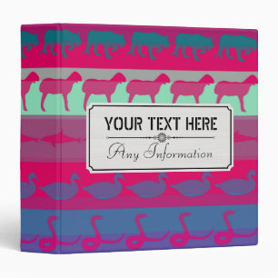 Retro Colorful Animals Modern Stripes Pattern Binder