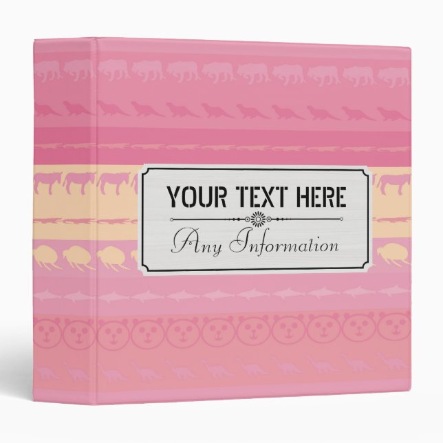 Retro Colorful Animals Pattern #4 Binder (Front/Spine)