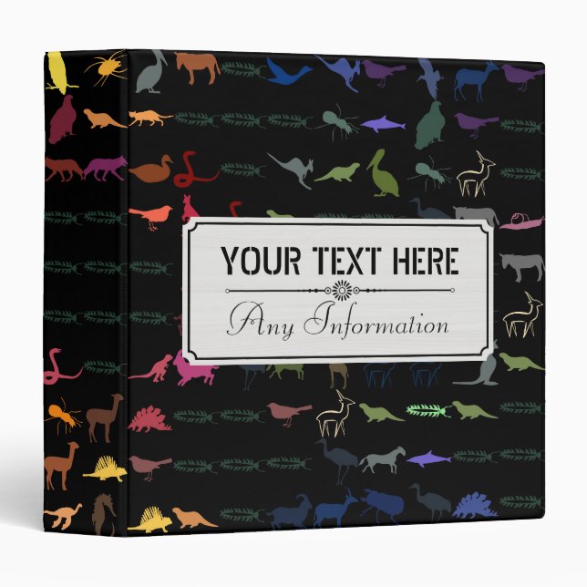 Retro Colorful Animals Pattern #5 Binder (Front/Spine)