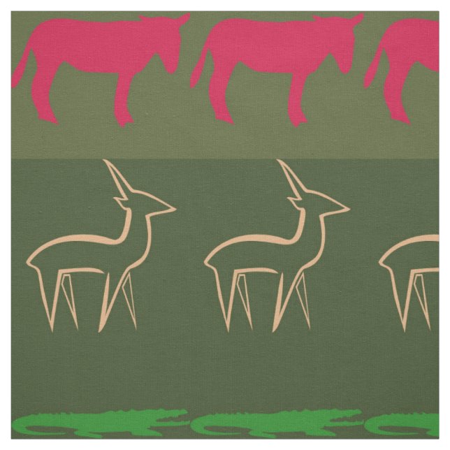 Retro Colorful Animals Pattern #7 Fabric (Swatch)