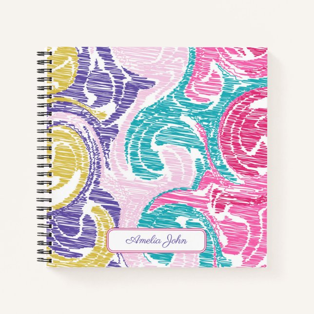 Retro Colorful Art Custom Notebook (Front)