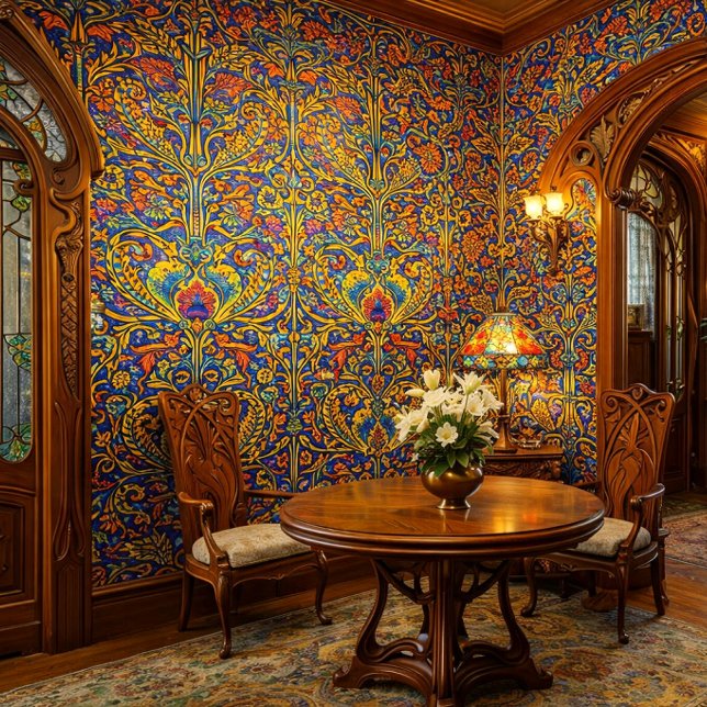 Retro Colorful Art Nouveau Pattern Wallpaper (Creator Uploaded)
