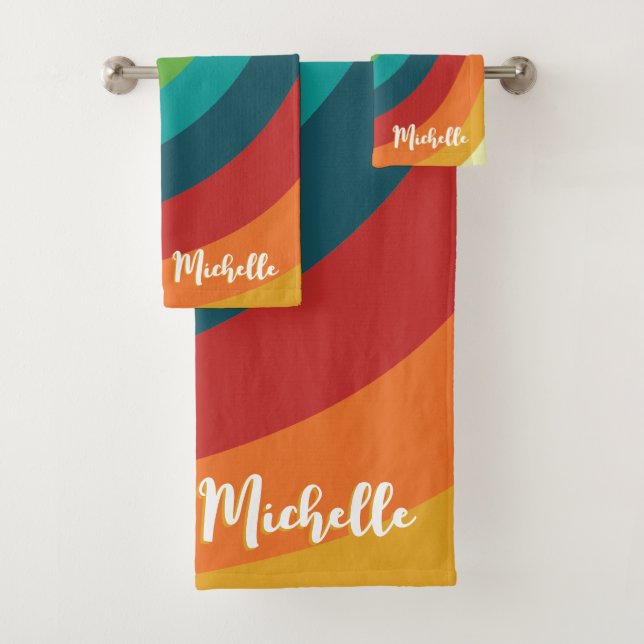 Retro Colorful Bath Towel Set (Insitu)