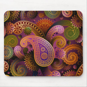 Retro Colorful Beautiful Boho Bohemian Paisley Mouse Pad