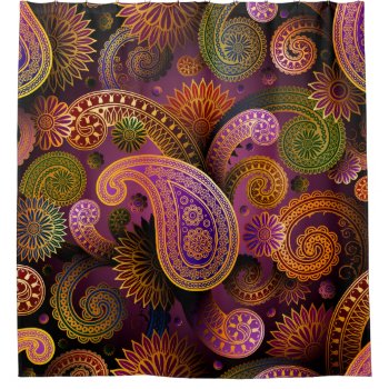 Retro Colorful Beautiful Boho Bohemian Paisley Shower Curtain by Boho_Chic at Zazzle