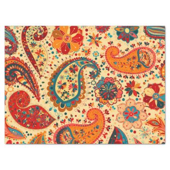 Retro Colorful Beautiful Boho Bohemian Paisley Tissue Paper by Boho_Chic at Zazzle