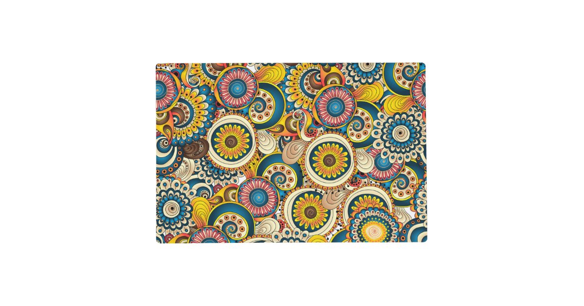 Retro Colorful Beautiful Boho Bohemian Placemat Zazzle