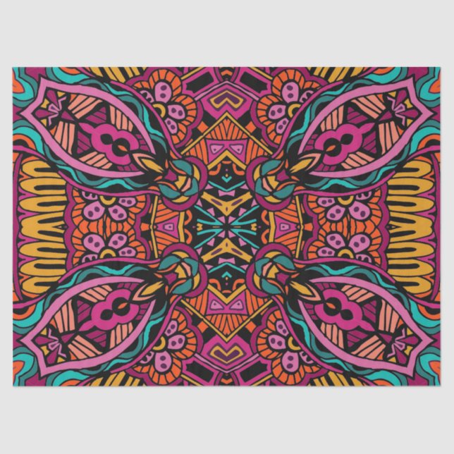 Retro Colorful Beautiful Boho Bohemian Tissue Paper (Front)