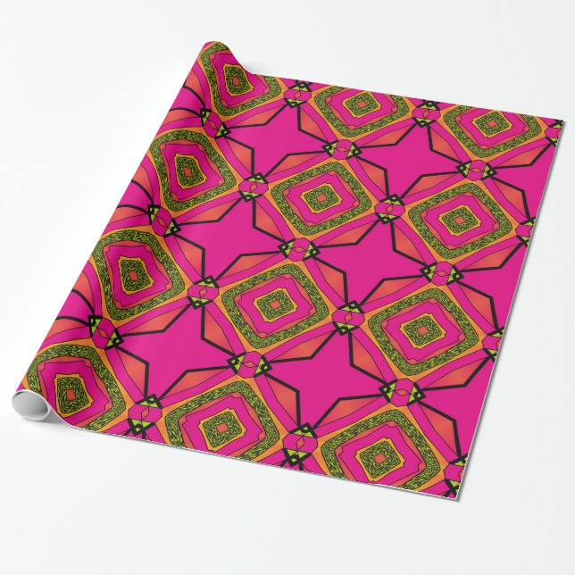 Retro Colorful Beautiful Boho Bohemian Wrapping Paper (Unrolled)