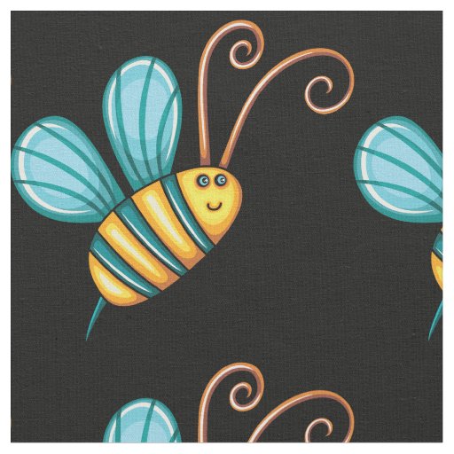 Retro Colorful Beautiful Boho Bumble Bee Fabric