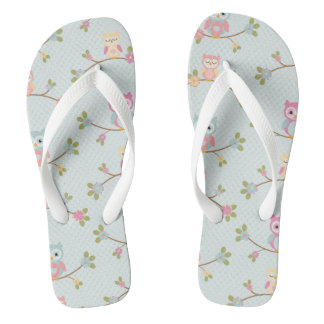 Retro Colorful Beautiful Custom Owl Flip Flops